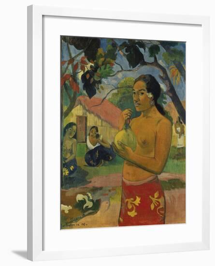 Woman, Holding Fruit (Where Do You Go?), 1893-Paul Gauguin-Framed Giclee Print