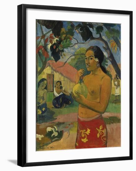 Woman, Holding Fruit (Where Do You Go?), 1893-Paul Gauguin-Framed Giclee Print