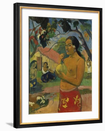 Woman, Holding Fruit (Where Do You Go?), 1893-Paul Gauguin-Framed Giclee Print