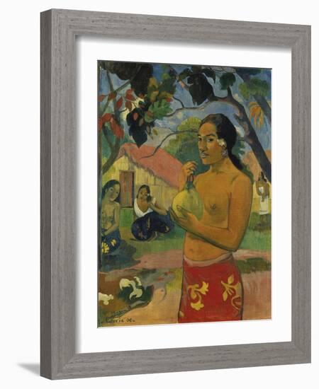 Woman, Holding Fruit (Where Do You Go?), 1893-Paul Gauguin-Framed Giclee Print