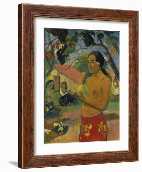 Woman, Holding Fruit (Where Do You Go?), 1893-Paul Gauguin-Framed Giclee Print