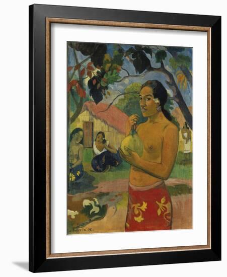 Woman, Holding Fruit (Where Do You Go?), 1893-Paul Gauguin-Framed Giclee Print