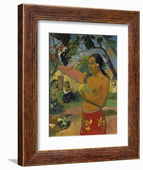 Woman, Holding Fruit (Where Do You Go?), 1893-Paul Gauguin-Framed Giclee Print