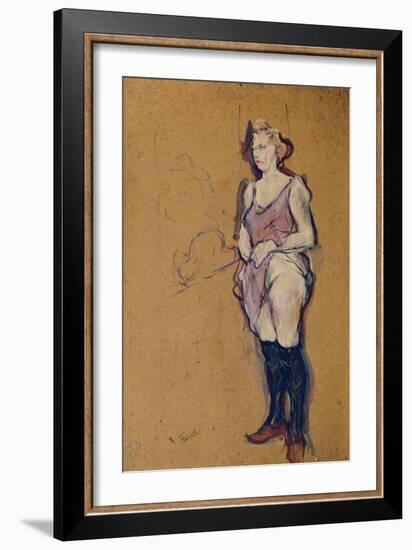 Woman Holding Her Dress or Woman in a Brothel, 1894 (Oil on Cardboard)-Henri de Toulouse-Lautrec-Framed Giclee Print