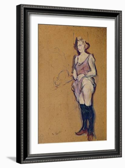 Woman Holding Her Dress or Woman in a Brothel, 1894 (Oil on Cardboard)-Henri de Toulouse-Lautrec-Framed Giclee Print