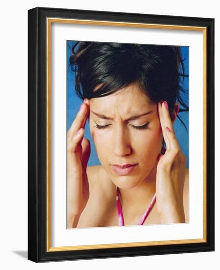 Woman Holding Her Head In Pain-Hannah Gal-Framed Photographic Print