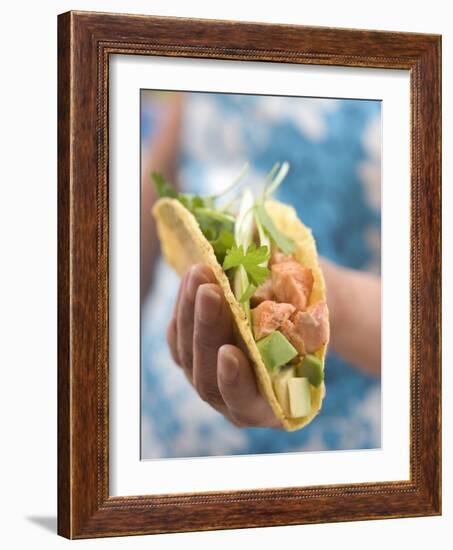 Woman Holding Taco-null-Framed Photographic Print