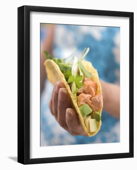 Woman Holding Taco-null-Framed Photographic Print