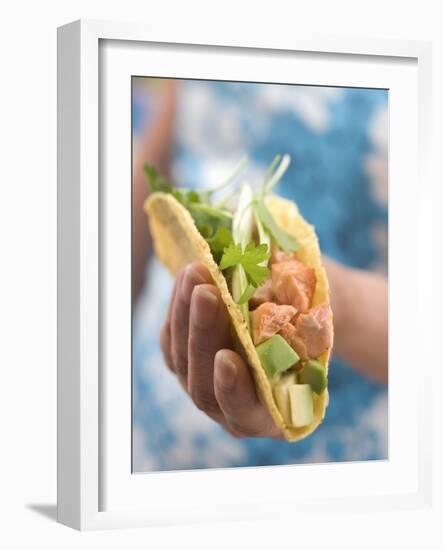 Woman Holding Taco-null-Framed Photographic Print