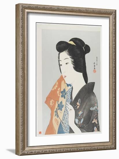 Woman Holding Towel, October 1920-Goyo Hashiguchi-Framed Giclee Print