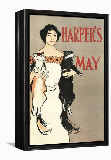 Woman Holding Two Cats-null-Framed Stretched Canvas