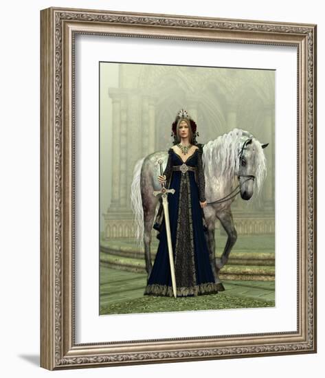 Woman & Horse Medieval Church-null-Framed Art Print