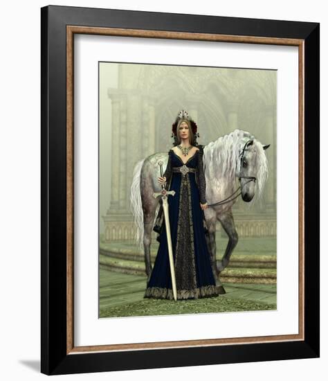 Woman & Horse Medieval Church-null-Framed Art Print