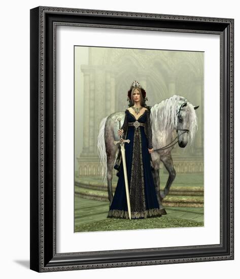 Woman & Horse Medieval Church-null-Framed Art Print