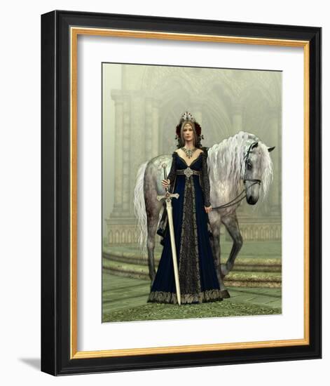 Woman & Horse Medieval Church-null-Framed Art Print