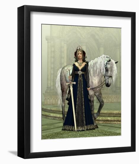 Woman & Horse Medieval Church-null-Framed Art Print