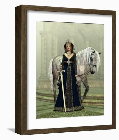 Woman & Horse Medieval Church-null-Framed Art Print