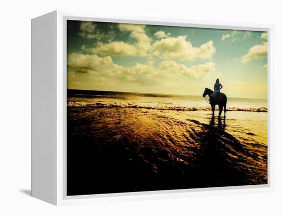 Woman Horseback at Edge of the Water-Jan Lakey-Framed Premier Image Canvas