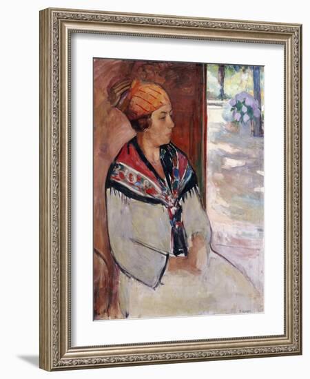 Woman in a Bandana at Prefailles; Femme Au Madras a Prefailles, 1922-Henri Lebasque-Framed Giclee Print