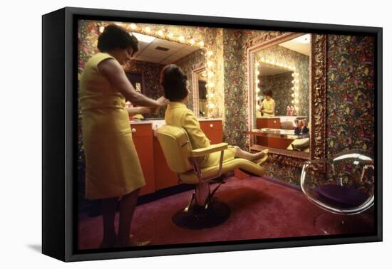 Woman in a Beauty Salon in the Harris County Domed Stadium 'Astrodome', Houston, TX, 1968-Mark Kauffman-Framed Premier Image Canvas