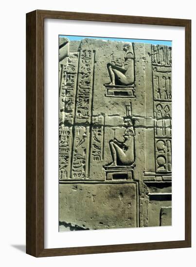 Woman in a Birthing Chair, Ancient Egyptian Limestone Relief from Kawm Umbu-null-Framed Photographic Print