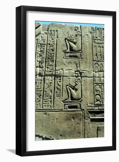 Woman in a Birthing Chair, Ancient Egyptian Limestone Relief from Kawm Umbu-null-Framed Photographic Print