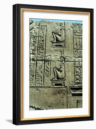 Woman in a Birthing Chair, Ancient Egyptian Limestone Relief from Kawm Umbu-null-Framed Photographic Print