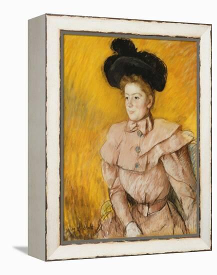 Woman in a Black Hat and a Raspberry Pink Costume, C.1899-Mary Cassatt-Framed Premier Image Canvas