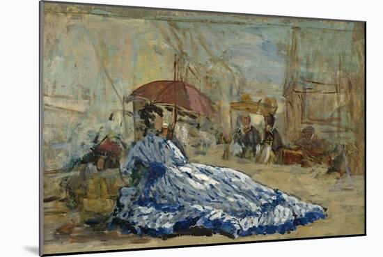 Woman in a Blue Dress under a Parasol, C.1865-Eugène Boudin-Mounted Giclee Print