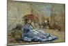 Woman in a Blue Dress under a Parasol, C.1865-Eugène Boudin-Mounted Giclee Print