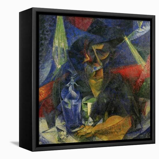 Woman in a Cafe: Compentrations of Lights and Planes-Umberto Boccioni-Framed Premier Image Canvas
