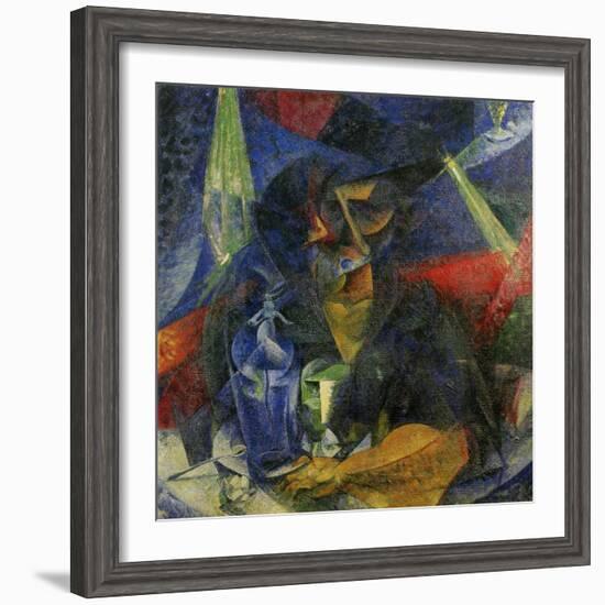 Woman in a Cafe: Compentrations of Lights and Planes-Umberto Boccioni-Framed Giclee Print