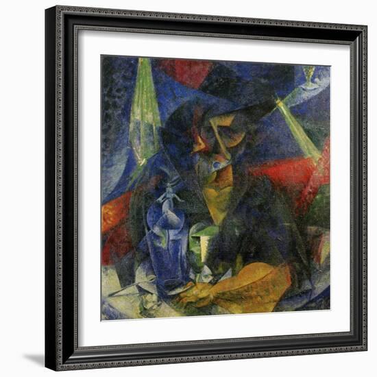 Woman in a Cafe: Compentrations of Lights and Planes-Umberto Boccioni-Framed Giclee Print