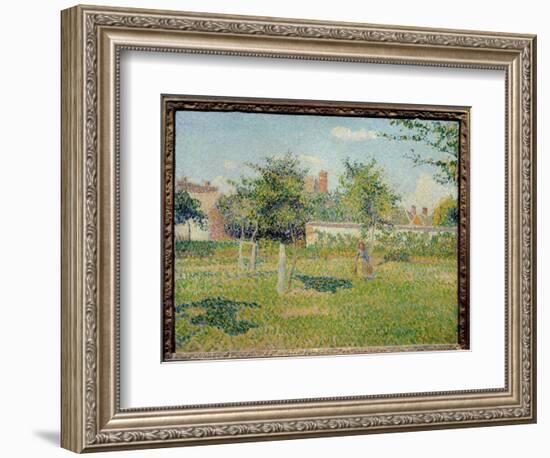 Woman in a Cloth or “” Spring Sun in the Pre of Eragny”” Painting by Camille Pissarro (1830-1903) 1-Camille Pissarro-Framed Giclee Print