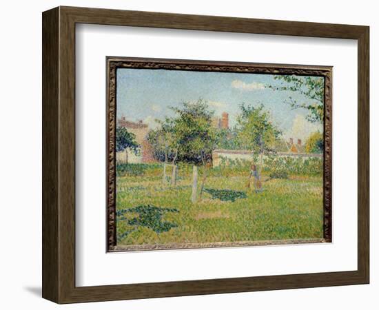 Woman in a Cloth or “” Spring Sun in the Pre of Eragny”” Painting by Camille Pissarro (1830-1903) 1-Camille Pissarro-Framed Giclee Print