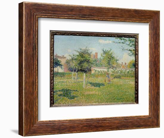 Woman in a Cloth or “” Spring Sun in the Pre of Eragny”” Painting by Camille Pissarro (1830-1903) 1-Camille Pissarro-Framed Giclee Print