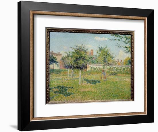 Woman in a Cloth or “” Spring Sun in the Pre of Eragny”” Painting by Camille Pissarro (1830-1903) 1-Camille Pissarro-Framed Giclee Print