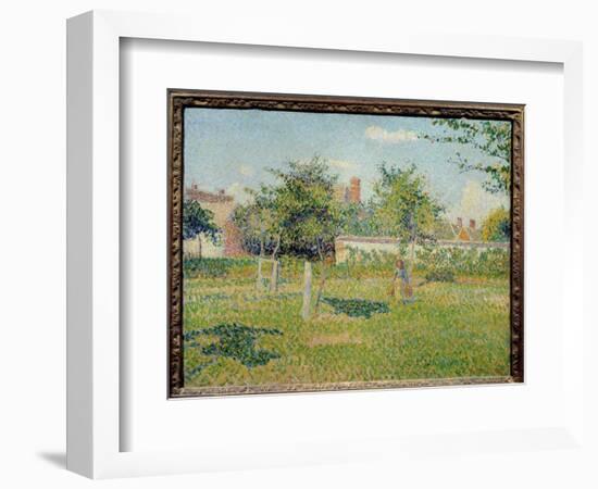 Woman in a Cloth or “” Spring Sun in the Pre of Eragny”” Painting by Camille Pissarro (1830-1903) 1-Camille Pissarro-Framed Giclee Print