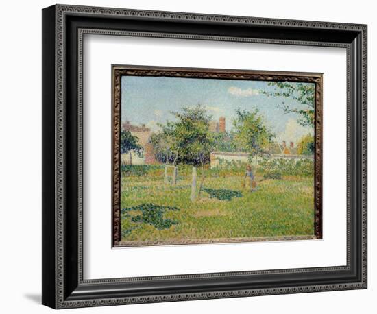 Woman in a Cloth or “” Spring Sun in the Pre of Eragny”” Painting by Camille Pissarro (1830-1903) 1-Camille Pissarro-Framed Giclee Print