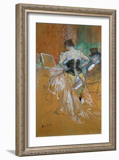 Woman in a Corset-Henri de Toulouse-Lautrec-Framed Giclee Print