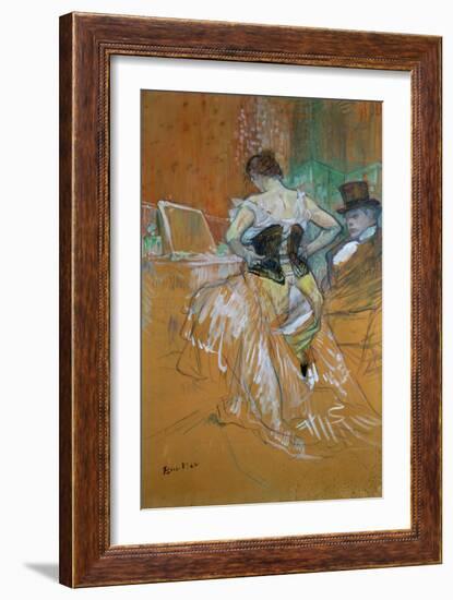 Woman in a Corset-Henri de Toulouse-Lautrec-Framed Giclee Print