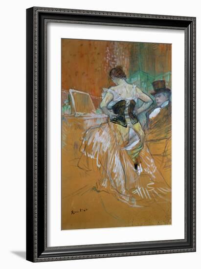 Woman in a Corset-Henri de Toulouse-Lautrec-Framed Giclee Print