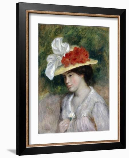 Woman in a Flowered Hat, 1889-Pierre-Auguste Renoir-Framed Giclee Print