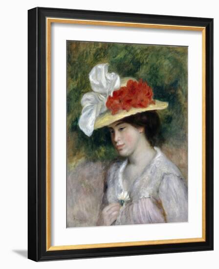 Woman in a Flowered Hat, 1889-Pierre-Auguste Renoir-Framed Giclee Print