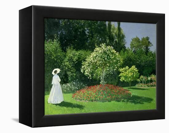 Woman in a Garden, 1867-Claude Monet-Framed Premier Image Canvas