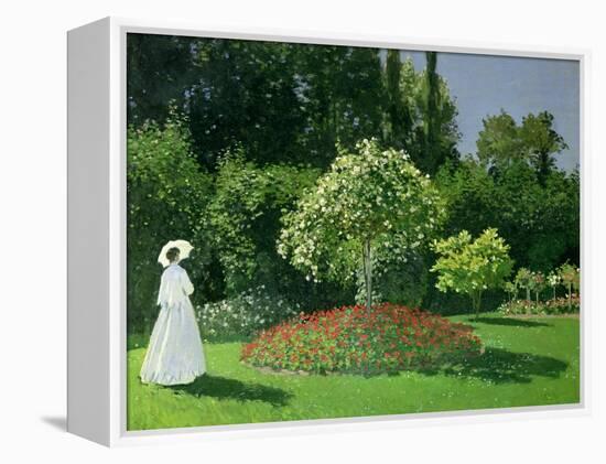 Woman in a Garden, 1867-Claude Monet-Framed Premier Image Canvas