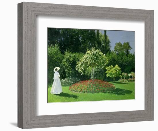 Woman in a Garden, 1867-Claude Monet-Framed Giclee Print