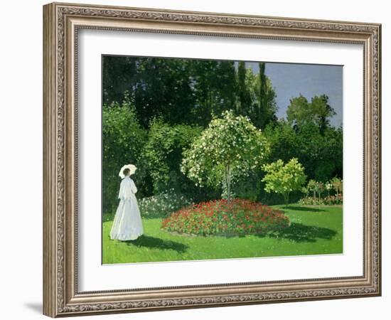 Woman in a Garden, 1867-Claude Monet-Framed Giclee Print