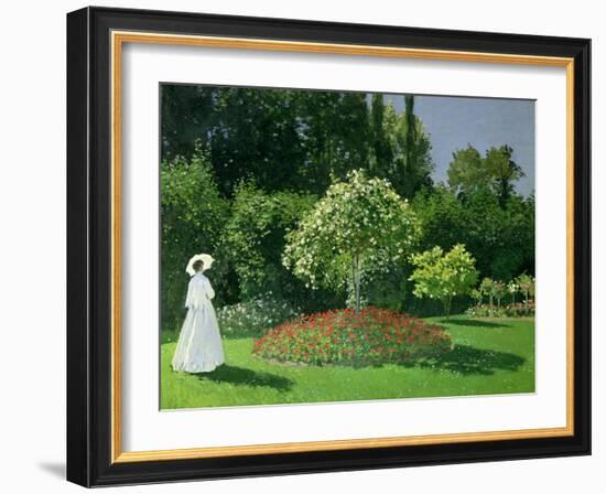 Woman in a Garden, 1867-Claude Monet-Framed Giclee Print