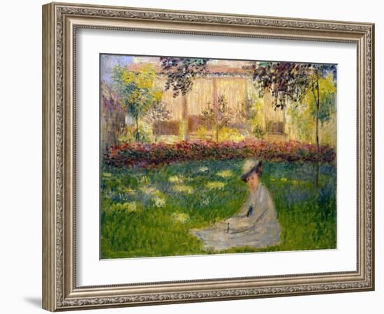 Woman in a Garden, 1876-Claude Monet-Framed Giclee Print